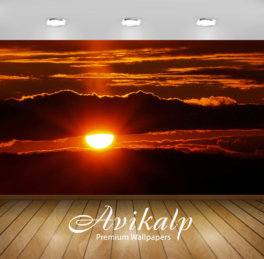 Avikalp Exclusive Awi1293 Sun Set Clouds Full HD Wallpapers for Living room, Hall, Kids Room, Kitche