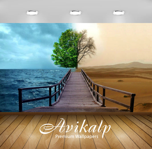 Avikalp Exclusive Awi1296 Ocean Desert Full HD Wallpapers for Living room, Hall, Kids Room, Kitchen,