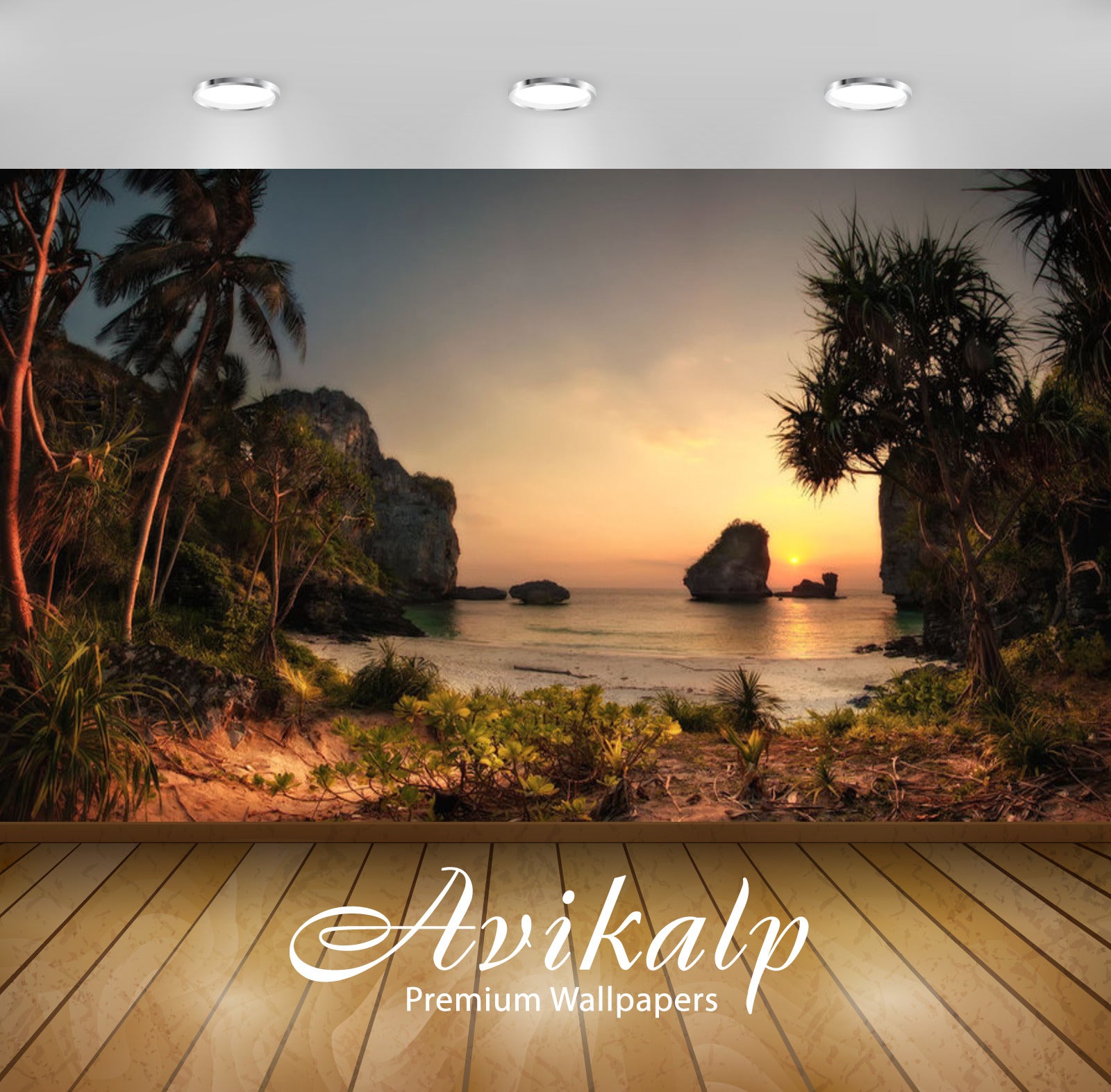 Avikalp Exclusive Awi1297 Beach View Full HD Wallpapers for Living room, Hall, Kids Room, Kitchen, T