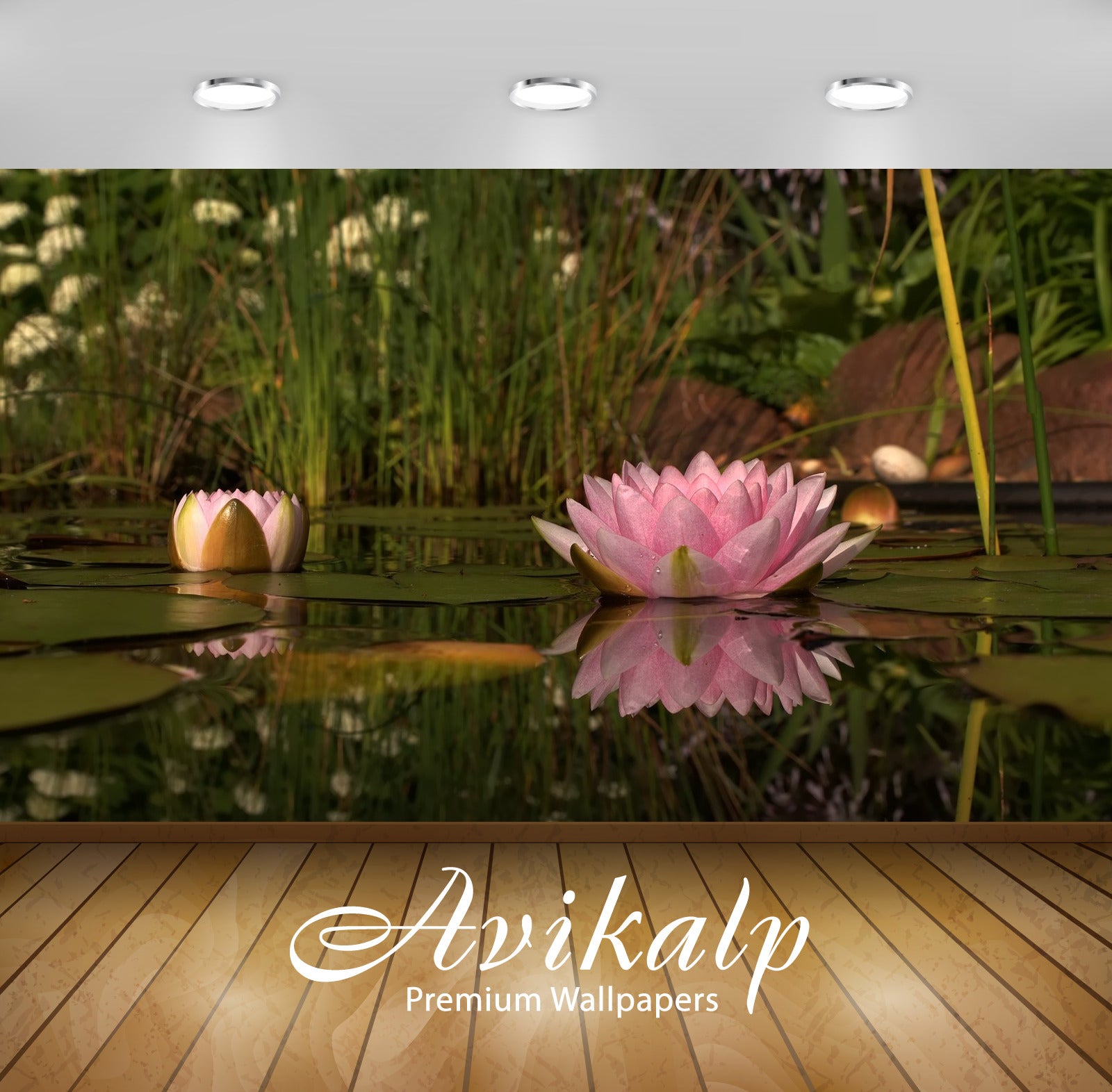 Avikalp Exclusive Awi1312 Lotus Full HD Wallpapers for Living room, Hall, Kids Room, Kitchen, TV Bac
