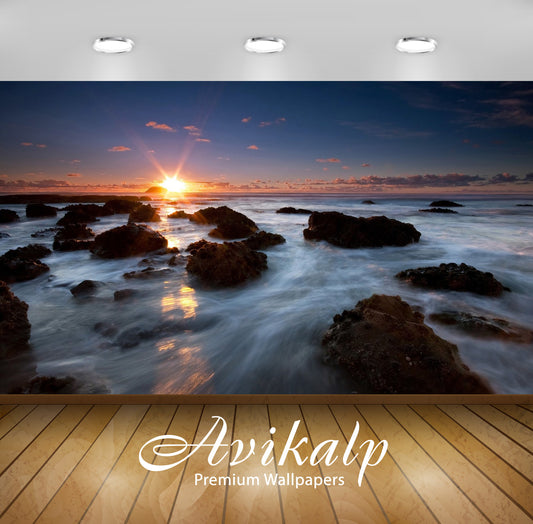 Avikalp Exclusive Awi1363 Sunrise Waterfall Full HD Wallpapers for Living room, Hall, Kids Room, Kit