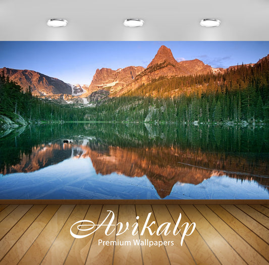 Avikalp Exclusive Awi1386 Mountain Reflection Amazing Nature Full HD Wallpapers for Living room, Hal