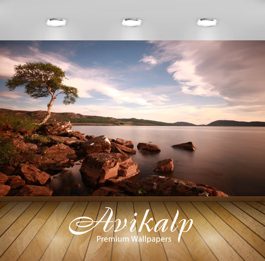 Avikalp Exclusive Awi1400 Mountain Lake View Full HD Wallpapers for Living room, Hall, Kids Room, Ki