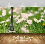 Avikalp Exclusive Awi1491 Eiffel Tower Flowers Art Full HD Wallpapers for Living room, Hall, Kids Ro