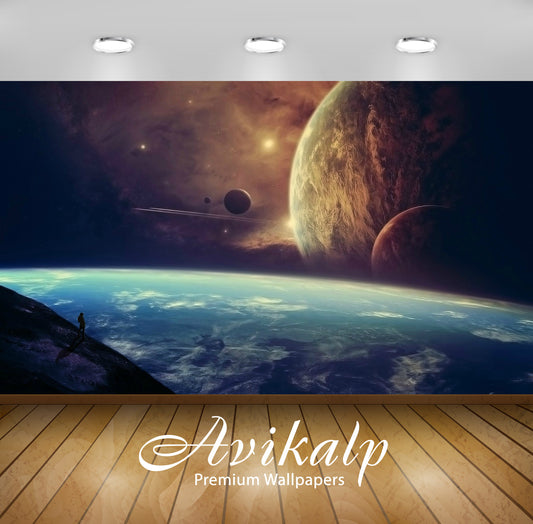 Avikalp Exclusive Awi1496 Fantasy Planets Full HD Wallpapers for Living room, Hall, Kids Room, Kitch