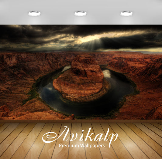 Avikalp Exclusive Awi1505 Horseshoe Bend Colorado River Full HD Wallpapers for Living room, Hall, Ki