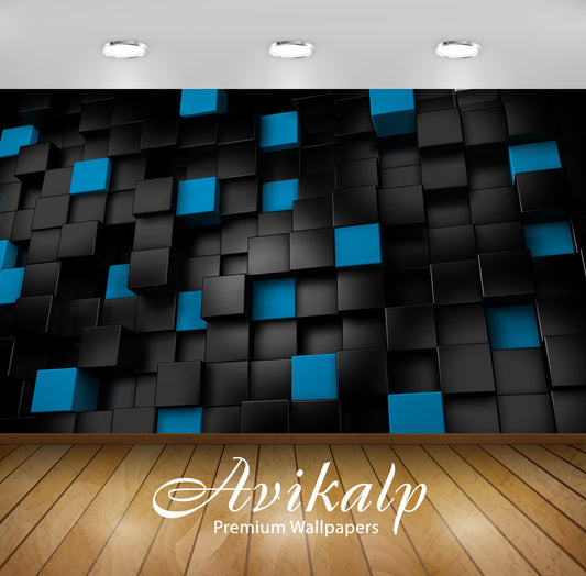 Avikalp Exclusive Awi1539 Black Blue Abstract Full HD Wallpapers for Living room, Hall, Kids Room, K