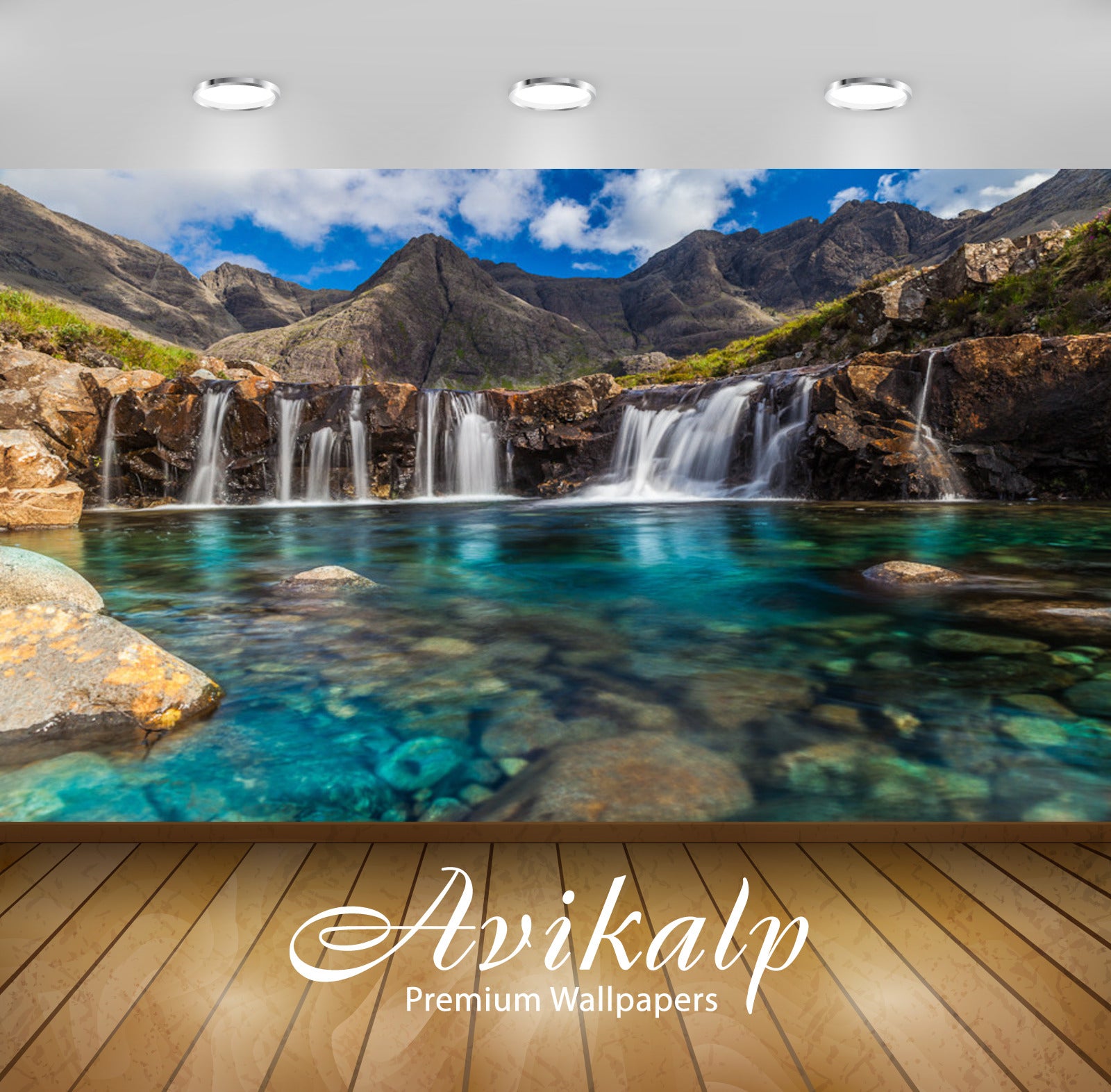 Avikalp Exclusive Awi1582 Beautiful Waterfall Full HD Wallpapers for Living room, Hall, Kids Room, K