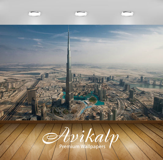 Avikalp Exclusive Awi1620 Burj Khalifa Dubai City View Full HD Wallpapers for Living room, Hall, Kid