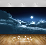 Avikalp Exclusive Awi1626 Clouds Moon Full HD Wallpapers for Living room, Hall, Kids Room, Kitchen,