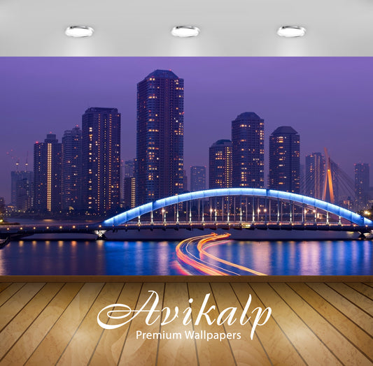 Avikalp Exclusive Awi1665 Tokyo City Buildings Night Full HD Wallpapers for Living room, Hall, Kids