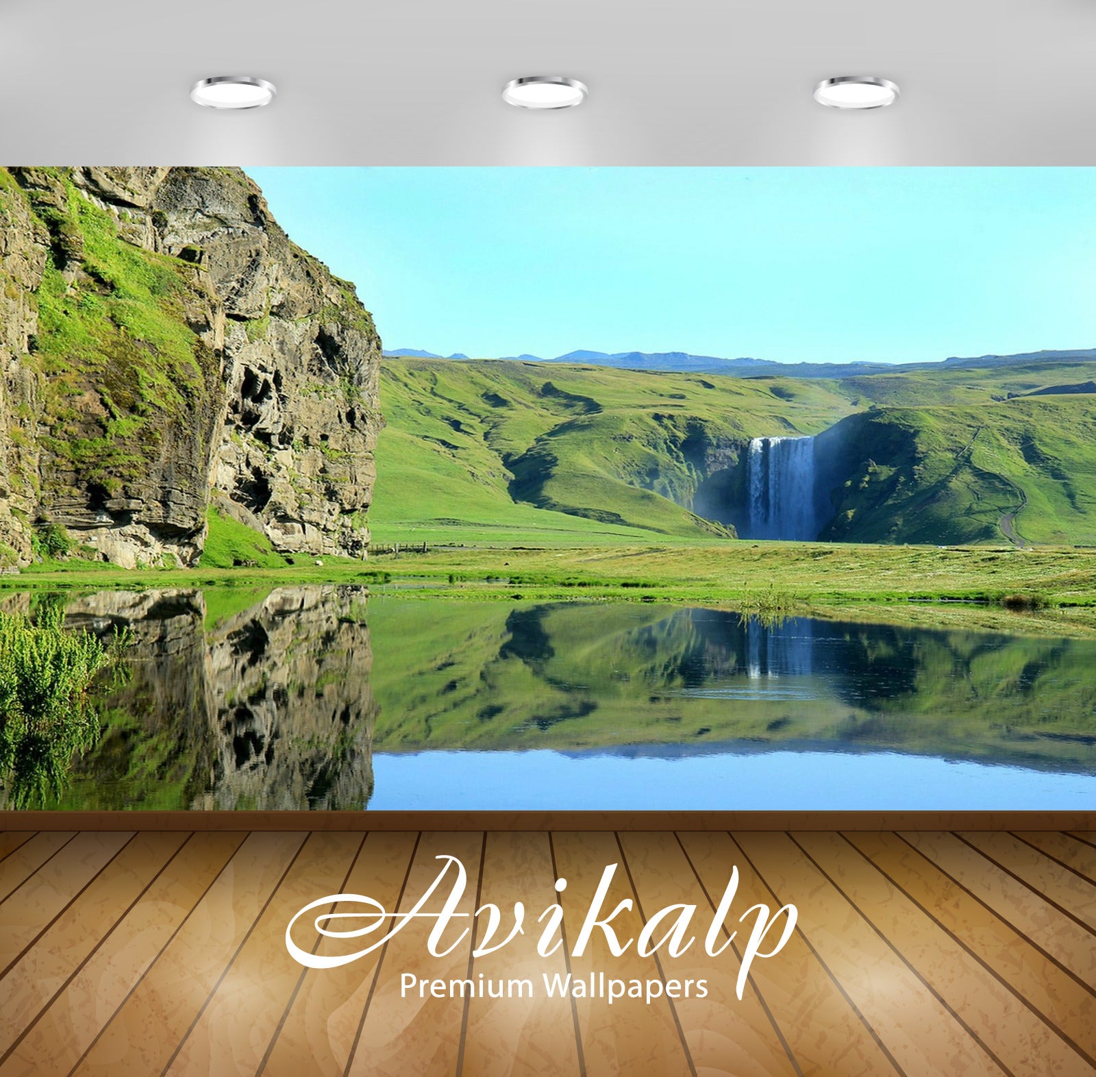 Avikalp Exclusive Awi1680 Beautiful Landscape Waterfall Full HD Wallpapers for Living room, Hall, Ki