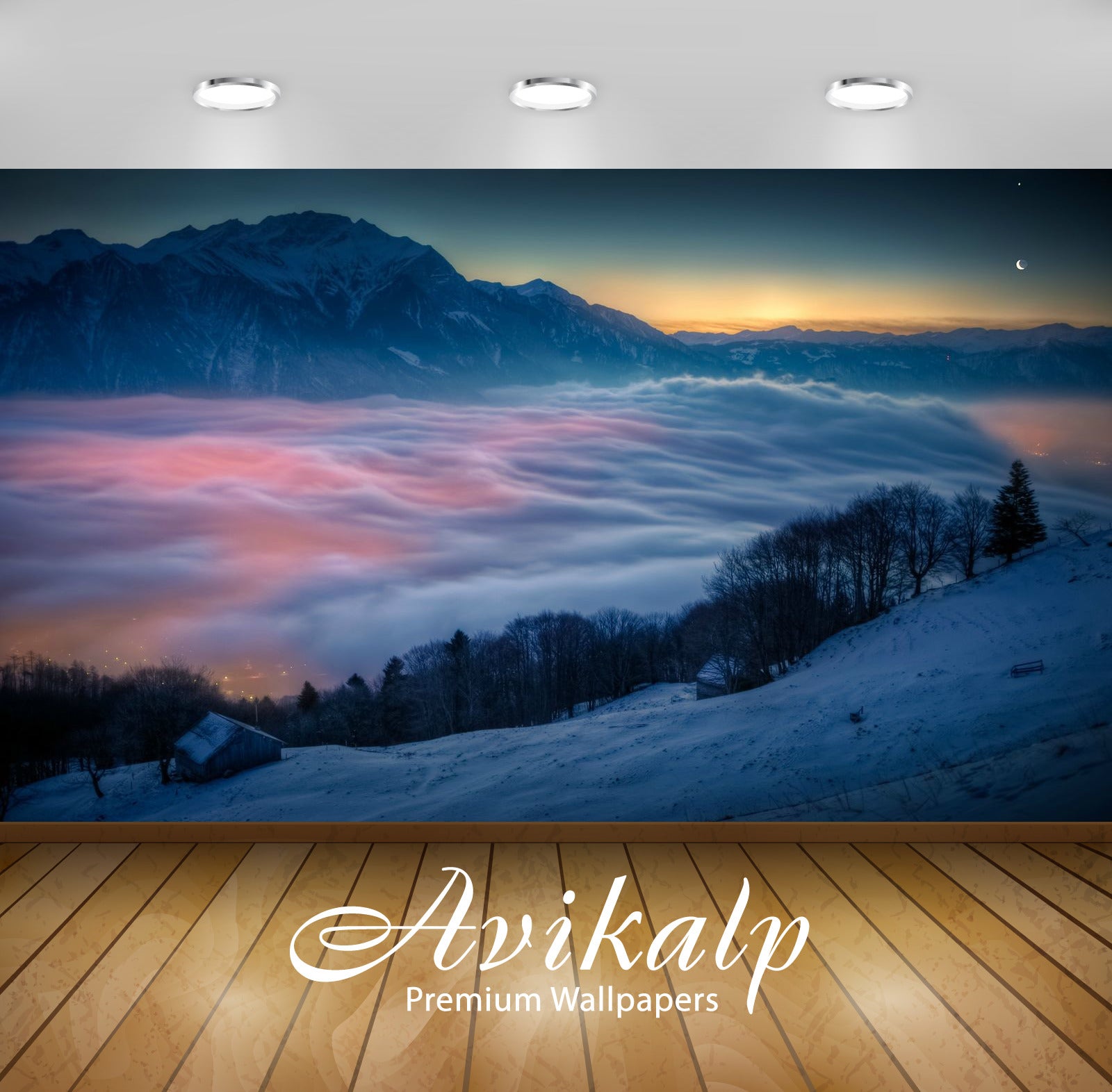 Avikalp Exclusive Awi1714 Snowy Mountains Clouds Full HD Wallpapers for Living room, Hall, Kids Room