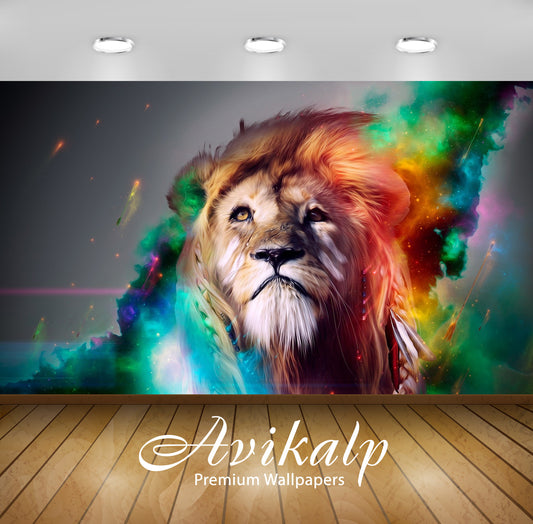Avikalp Exclusive Awi1717 Lion Color Abstract Full HD Wallpapers for Living room, Hall, Kids Room, K