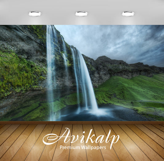 Avikalp Exclusive Awi1721 Waterfall Nature Scenery Full HD Wallpapers for Living room, Hall, Kids Ro