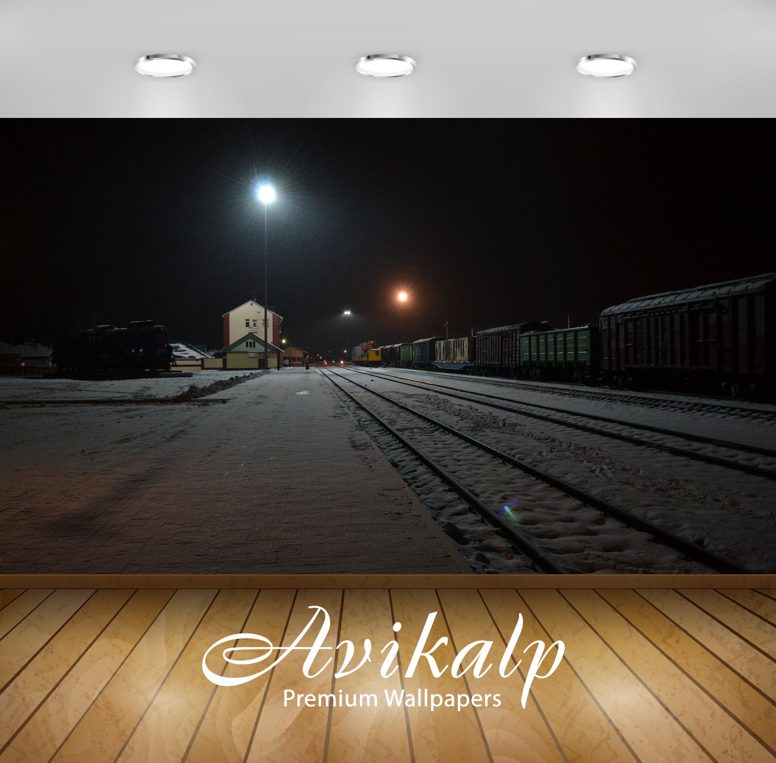Avikalp Exclusive Awi1733 Railway Track Night View Full HD Wallpapers for Living room, Hall, Kids Ro