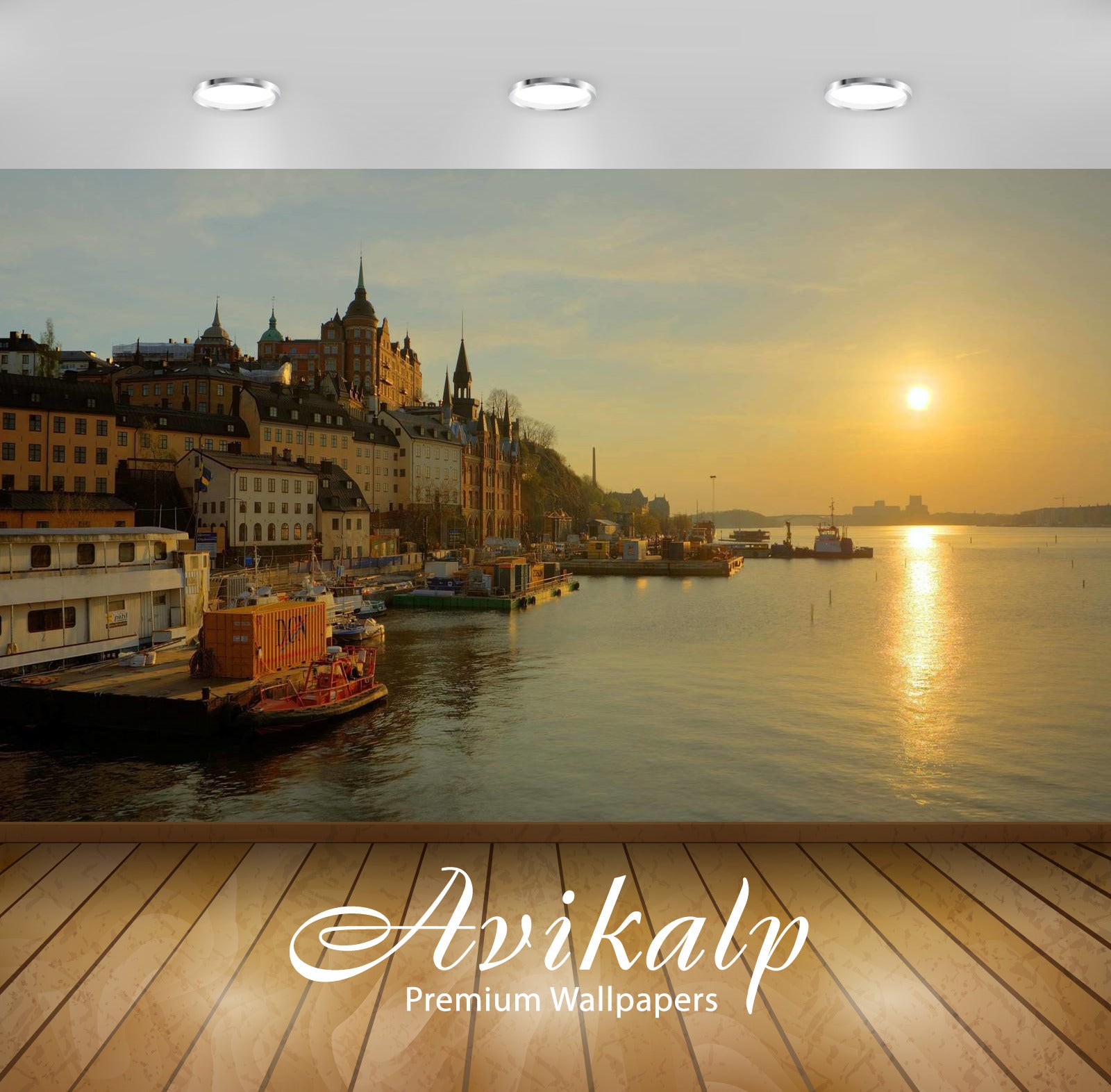 Avikalp Exclusive Awi1742 Stockholm City View Full HD Wallpapers for Living room, Hall, Kids Room, K