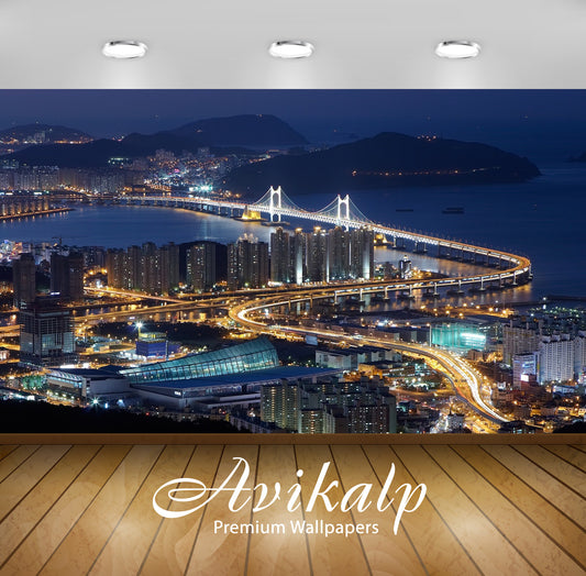 Avikalp Exclusive Awi1756 Beautiful City View At Night Full HD Wallpapers for Living room, Hall, Kid