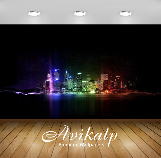 Avikalp Exclusive Awi1772 City View At Night Full HD Wallpapers for Living room, Hall, Kids Room, Ki