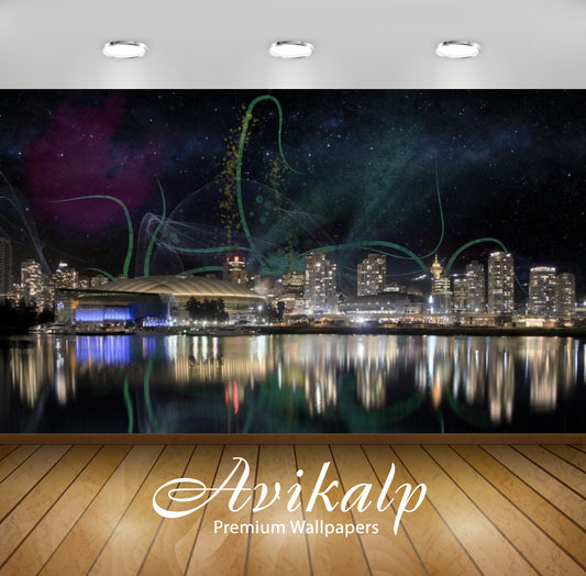 Avikalp Exclusive Awi1776 City Night Sky Firework Full HD Wallpapers for Living room, Hall, Kids Roo