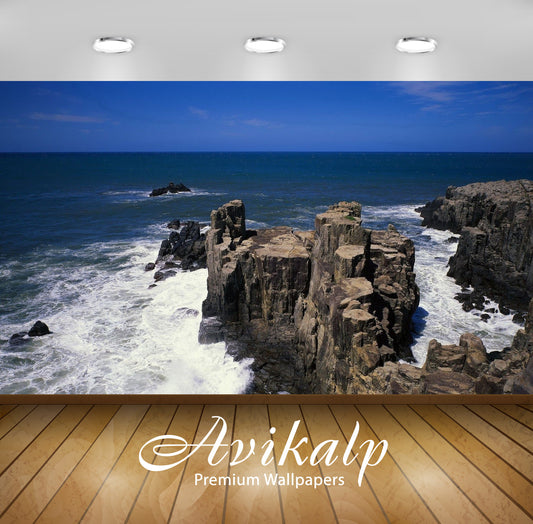 Avikalp Exclusive Awi1815 Sea Waves Japan Full HD Wallpapers for Living room, Hall, Kids Room, Kitch
