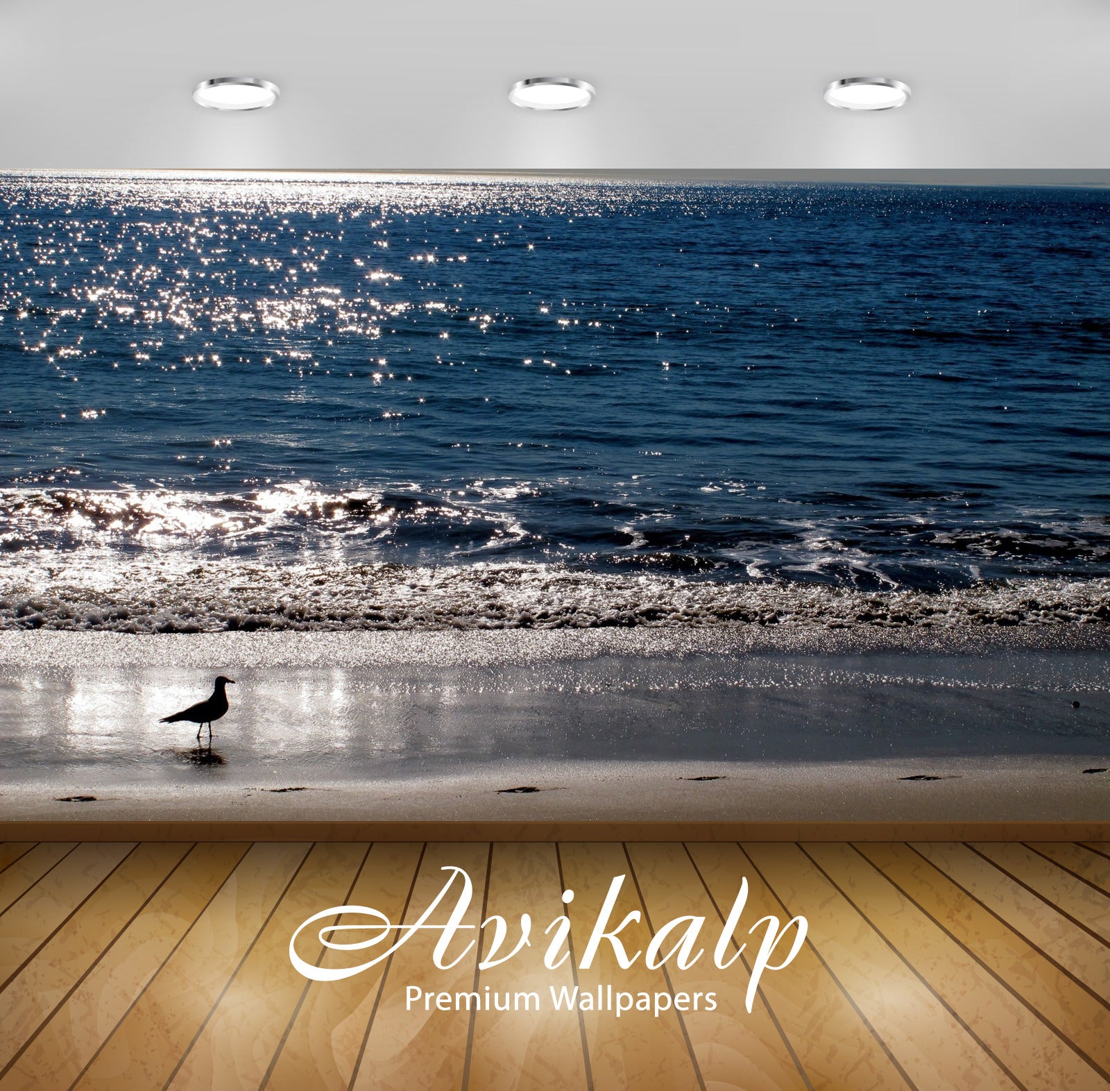 Avikalp Exclusive Awi1827 Bird At The Beach Full HD Wallpapers for Living room, Hall, Kids Room, Kit