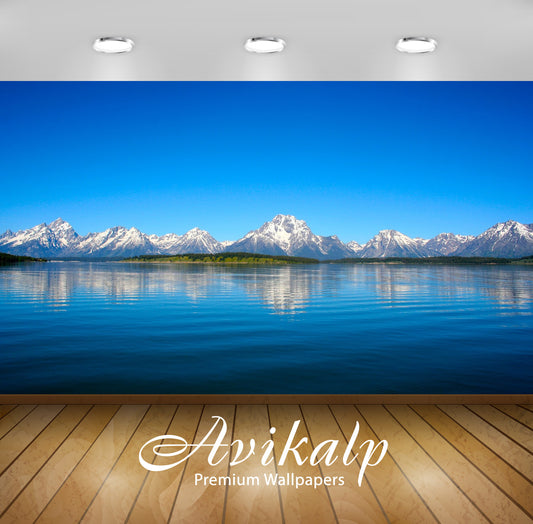 Avikalp Exclusive Awi1828 Snowy Mountains Lake Scenery Full HD Wallpapers for Living room, Hall, Kid