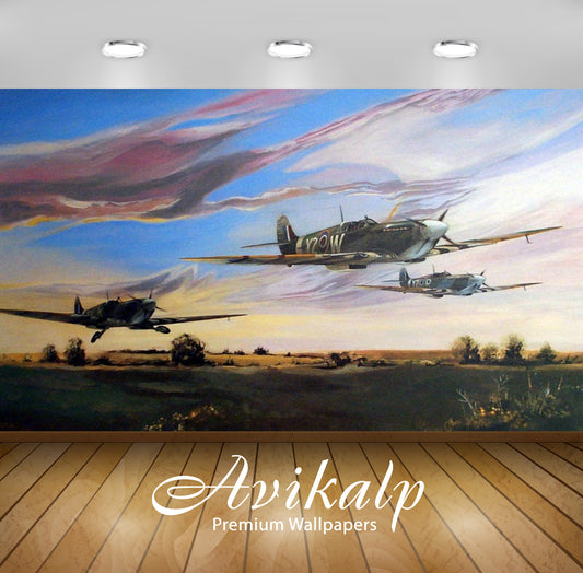 Avikalp Exclusive Awi1857 Fighter Aircraft Painting Full HD Wallpapers for Living room, Hall, Kids R