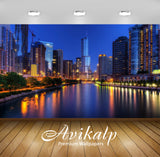 Avikalp Exclusive Awi1889 Chicago City At Night Full HD Wallpapers for Living room, Hall, Kids Room,