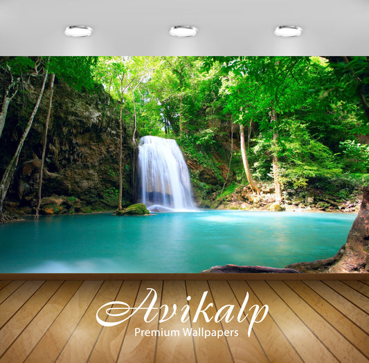 Avikalp Exclusive Awi1925 Wonder Waterfall In The Forest Full HD Wallpapers for Living room, Hall, K