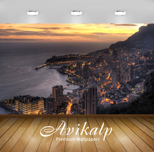 Avikalp Exclusive Awi1976 Monaco City View Full HD Wallpapers for Living room, Hall, Kids Room, Kitc
