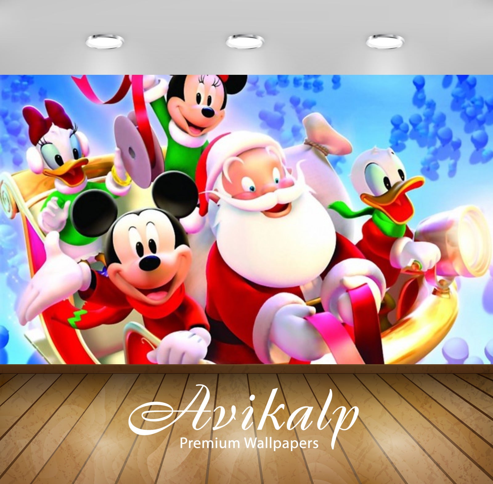 Avikalp Exclusive Awi2058 Disney Christmass Mickey Mouse With Santa Claus  Full HD Wallpapers for Li