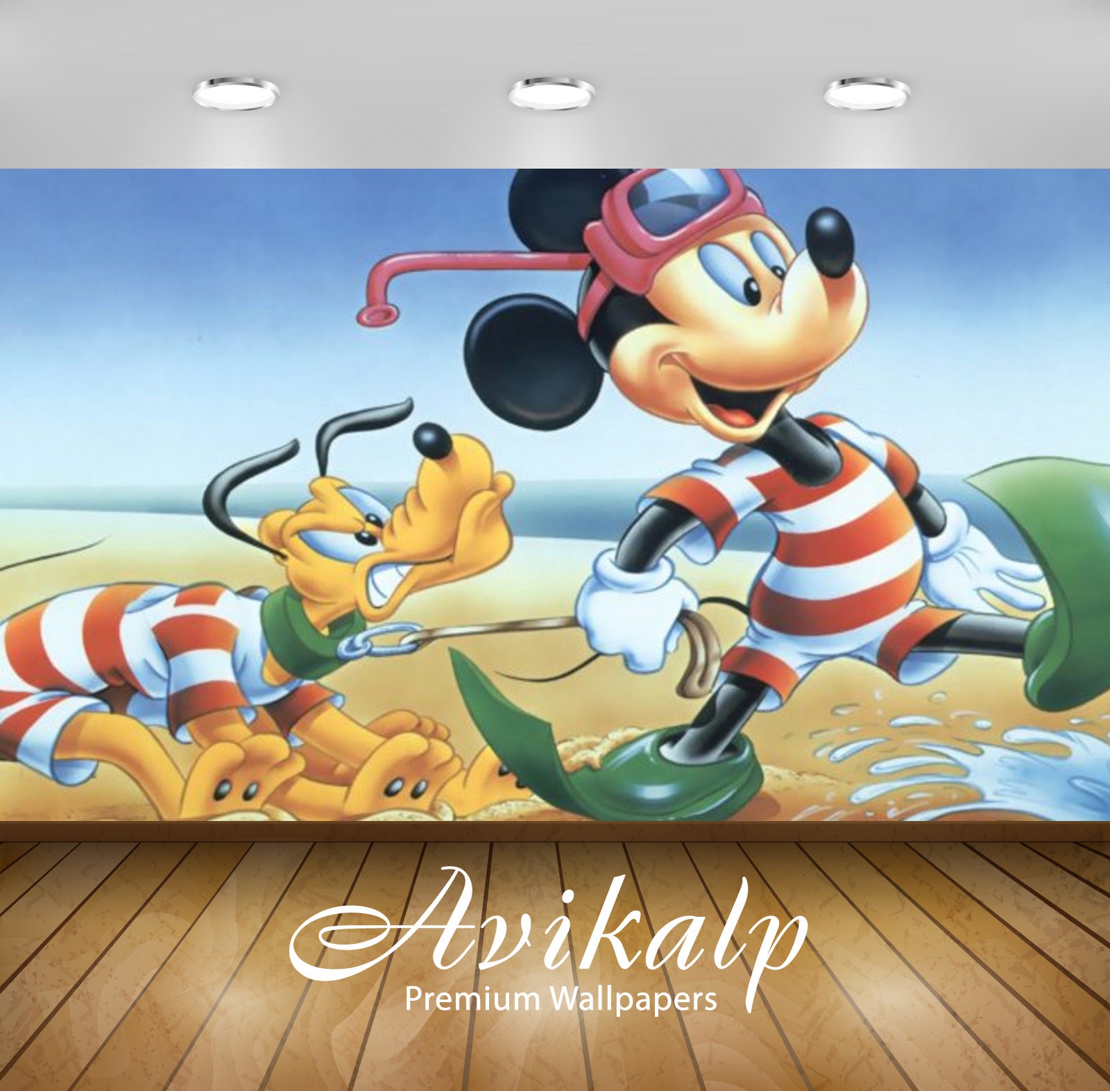 Avikalp Exclusive Awi2061 Disney Mickey Mouse And Pluto Disney Characters Sea Beach Bathing  Full HD