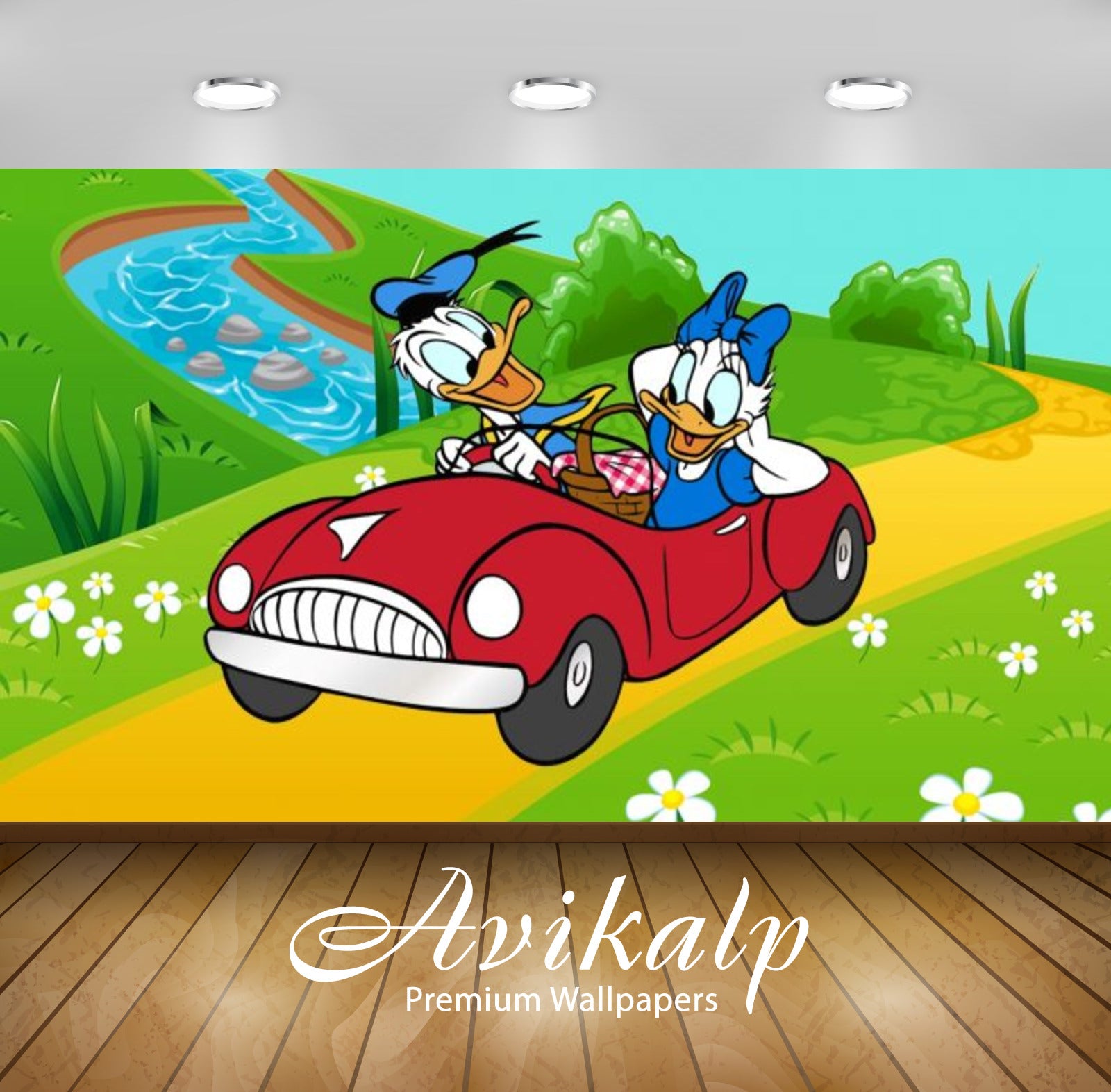Avikalp Exclusive Awi2065 Donald And Daisy Duck Walk Ride Car Picnic  Full HD Wallpapers for Living