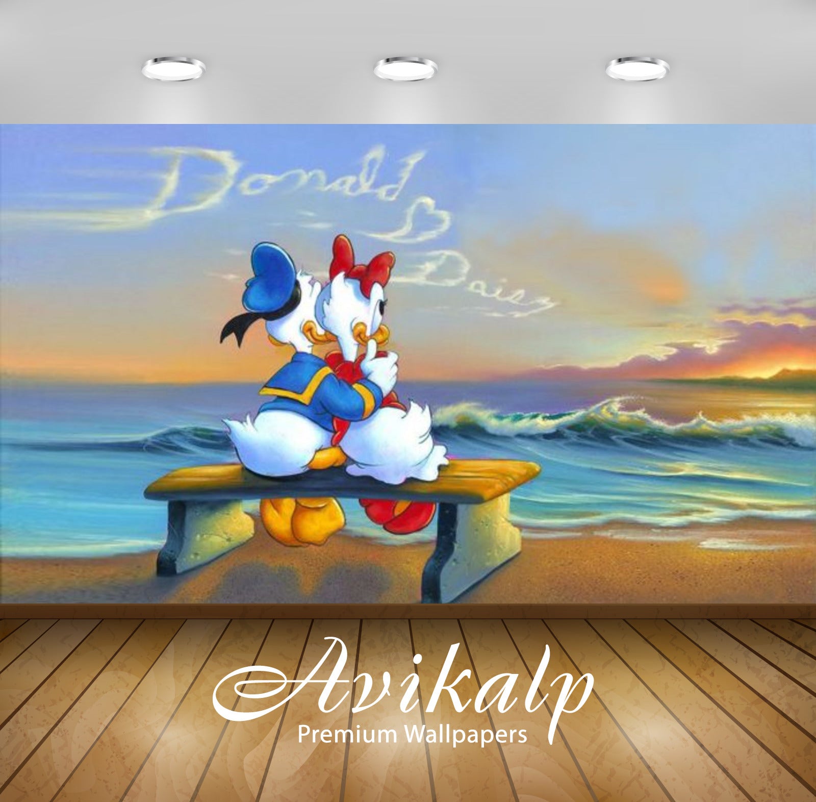 Avikalp Exclusive Awi2069 Donald Duck And Daisy Suset Message In The Clouds Romantic Couples  Full H
