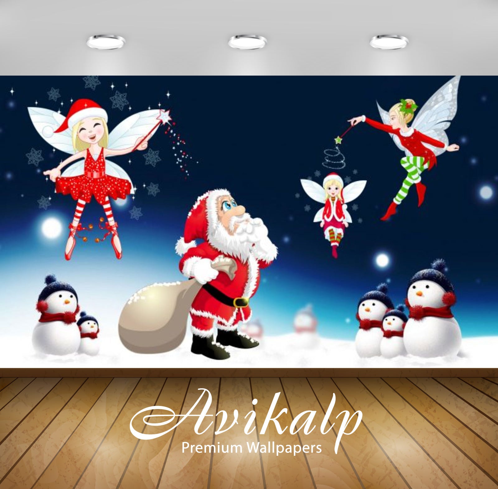 Avikalp Exclusive Awi2088 Merry Christmas Santa Claus   Full HD Wallpapers for Living room, Hall, Ki