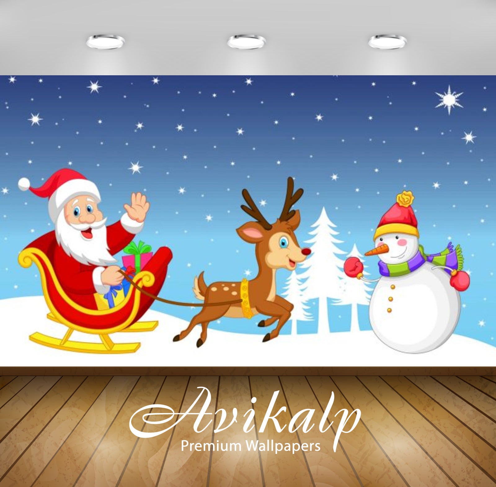 Avikalp Exclusive Awi2090 Merry Christmas Snowman Santa Claus Sleigh Reindeer Gifts Winter Christmas
