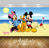 Avikalp Exclusive Awi2094 Mickey And Minnie Mouse With Pluto Beach Play In Sand  Full HD Wallpapers