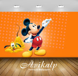 Avikalp Exclusive Awi2104 Mickey Mouse And Pluto  Full HD Wallpapers for Living room, Hall, Kids Roo