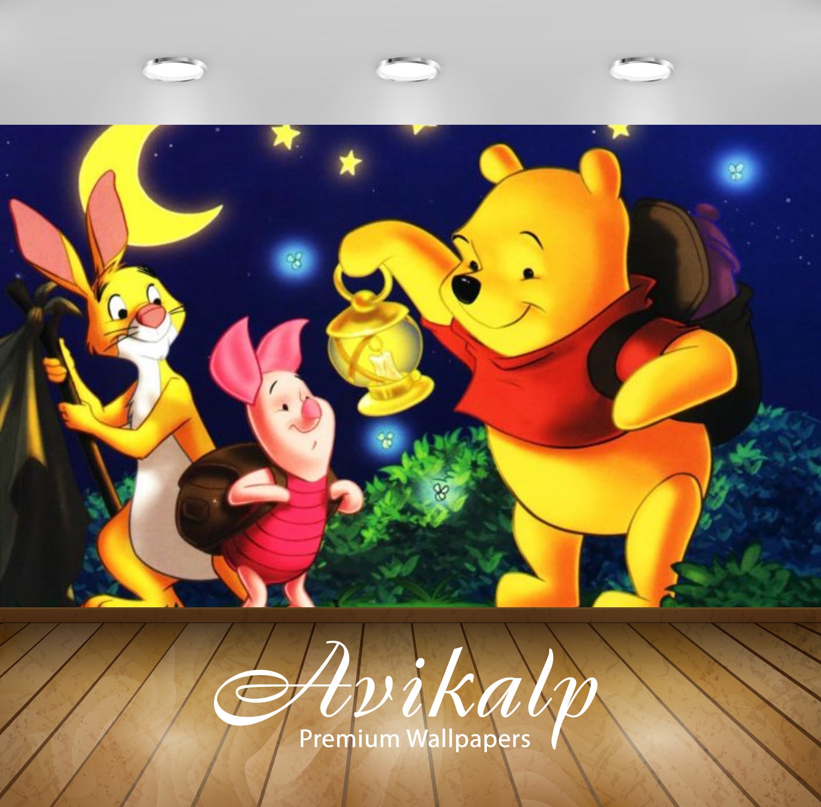 Avikalp Exclusive Awi2140 Rabbit Piglet And Winnie The Pooh Camping Lantern  Full HD Wallpapers for