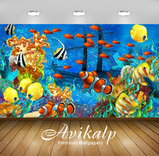 Avikalp Exclusive Awi2146 Seabed Tropical Colorful Fish Coral Shipwreck  Full HD Wallpapers for Livi