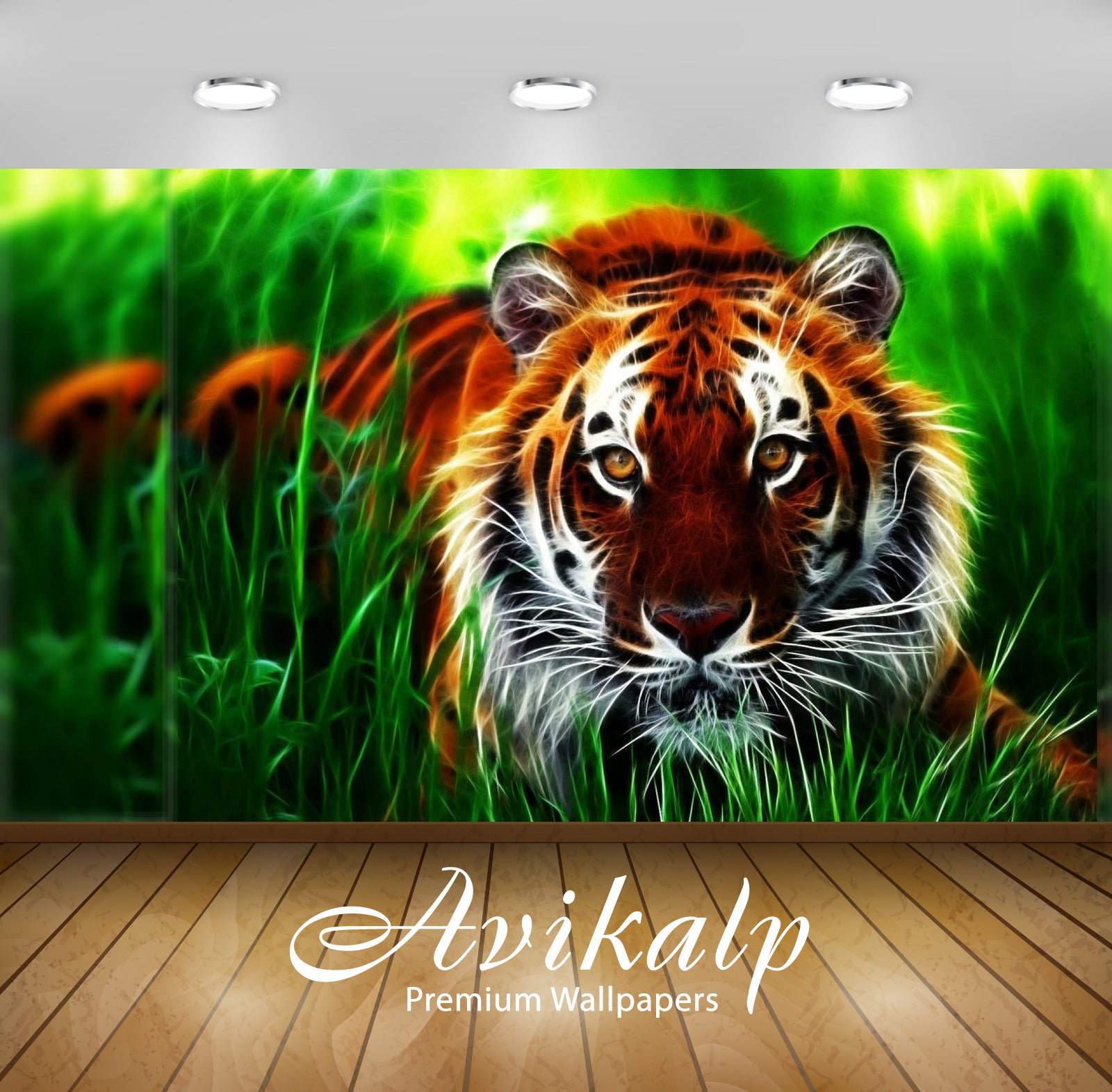 Avikalp Exclusive Awi2155 Tiger Digital  Full HD Wallpapers for Living room, Hall, Kids Room, Kitche