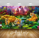 Avikalp Exclusive Awi2158 Tiger Cub Family  Full HD Wallpapers for Living room, Hall, Kids Room, Kit