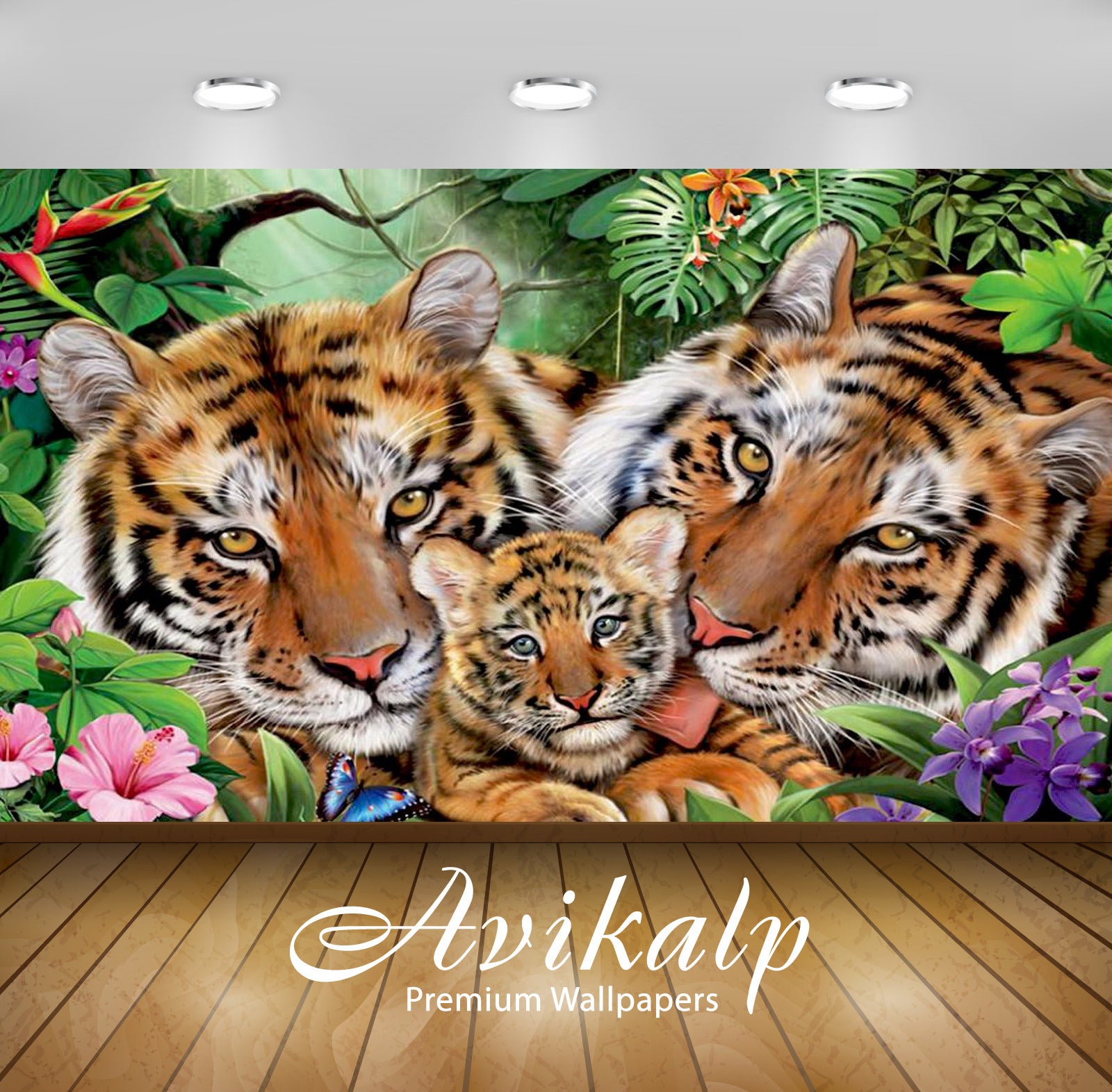 Avikalp Exclusive Awi2160 Tiger Love Tiger Jigsaw  Full HD Wallpapers for Living room, Hall, Kids Ro