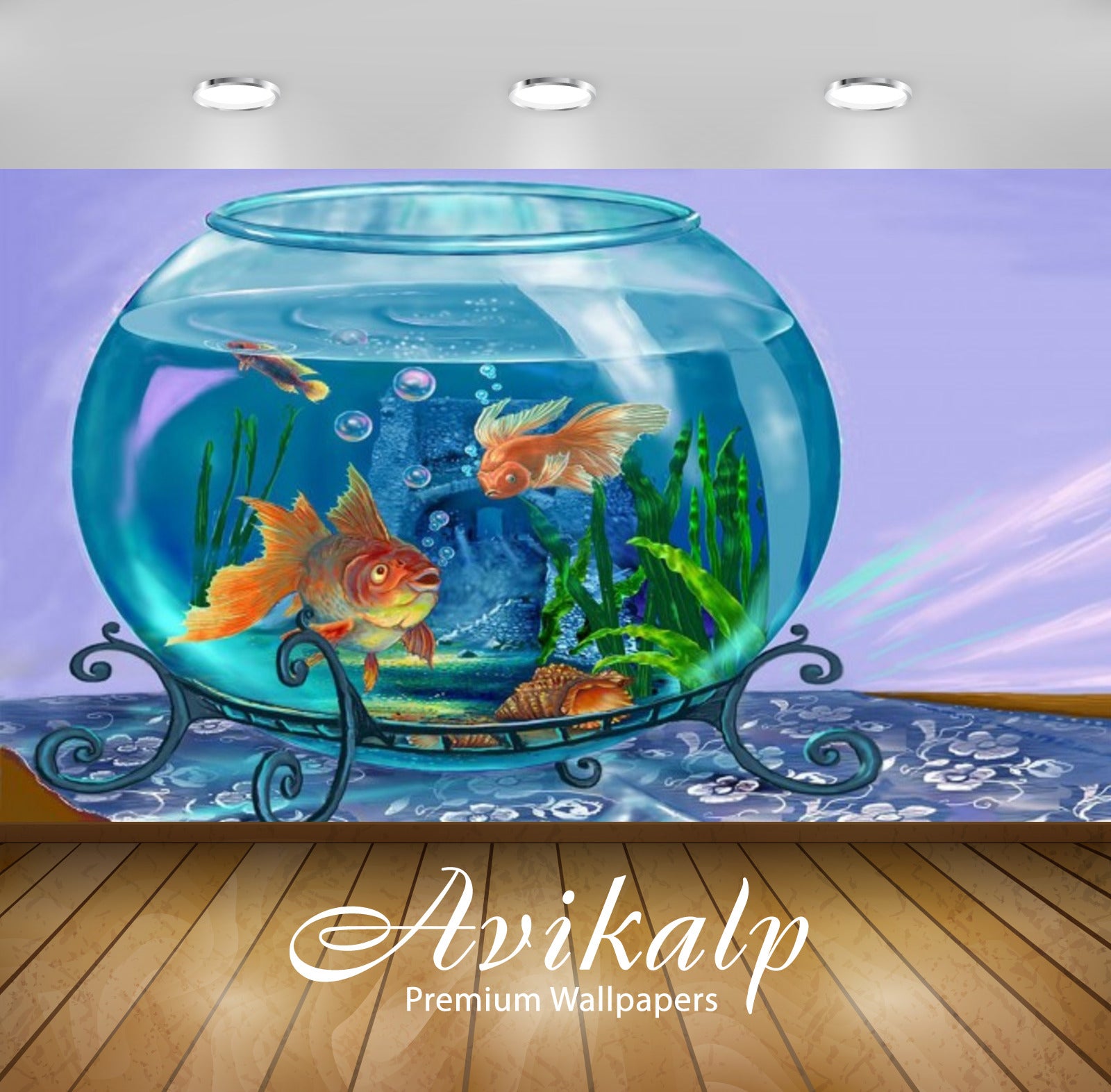 Avikalp Exclusive Awi2179 Beautiful landscape art red fish in aquarium Full HD Wallpapers for Living