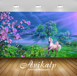 Avikalp Exclusive Awi2181 Beautiful landscape nature art horse meadow trees flowers Full HD Wallpape