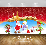 Avikalp Exclusive Awi2216 Christmas Winter Santa making Snowman joy of the first snow Christmas Full