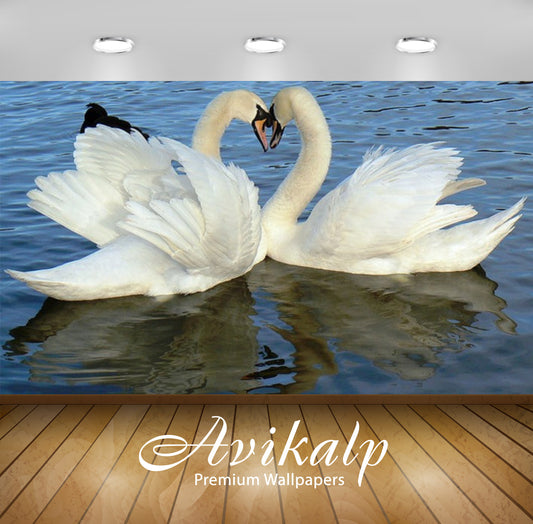 Avikalp Exclusive Awi2244 Swans beautiful Full HD Wallpapers for Living room, Hall, Kids Room, Kitch