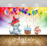 Avikalp Exclusive Awi2261 Tom And Jerry first birthday cake Full HD Wallpapers for Living room, Hall