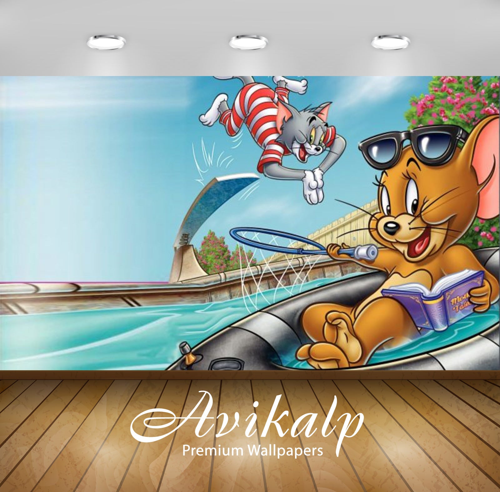 Avikalp Exclusive Awi2262 Tom and Jerry Fur Flying Full HD Wallpapers for Living room, Hall, Kids Ro